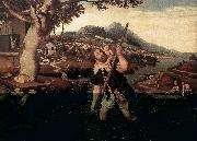 MOSTAERT, Jan Hilly River Landscape with St Christopher g oil painting picture wholesale